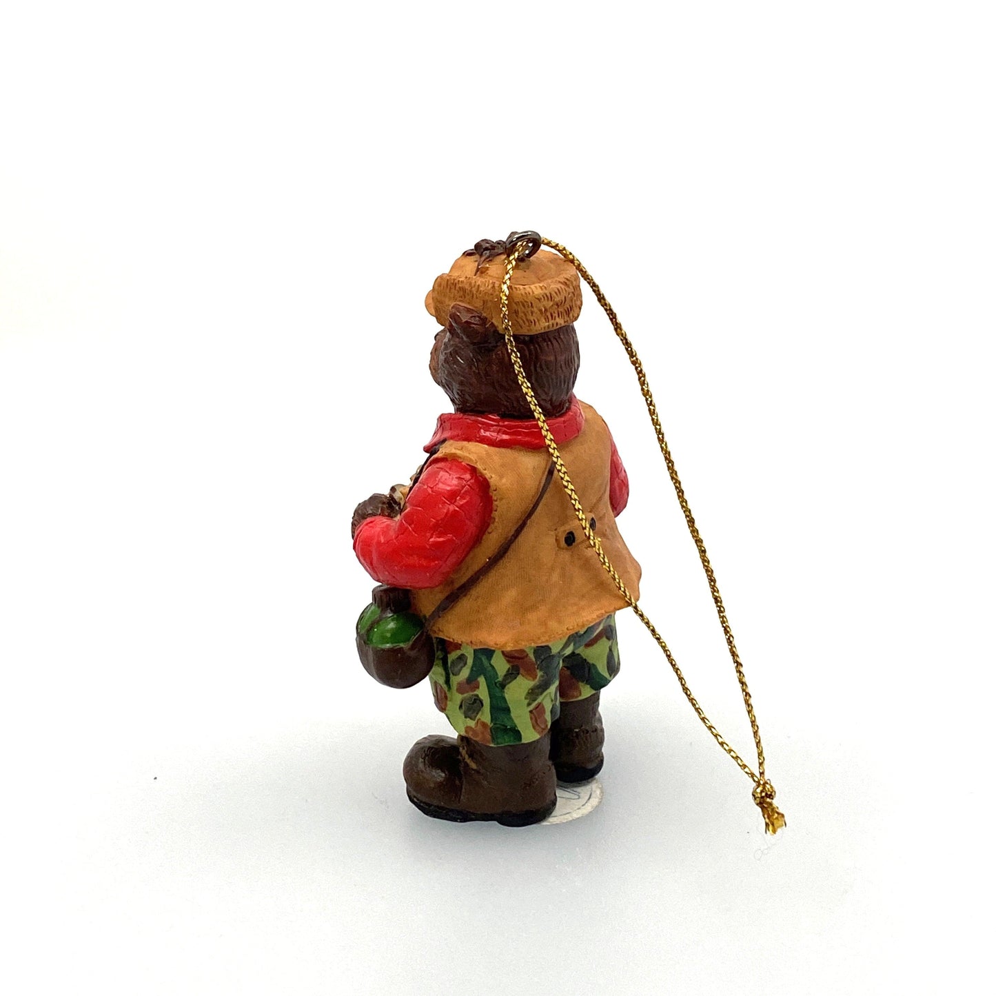 Hunter Brown Bear Rifle Camouflage Pants Holiday Ornament Figurine Hunting