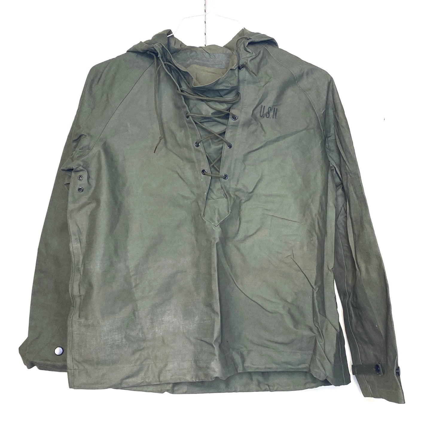 Vintage U.S. Navy Size S Green Foul Weather Deck Parka & Bib Overalls