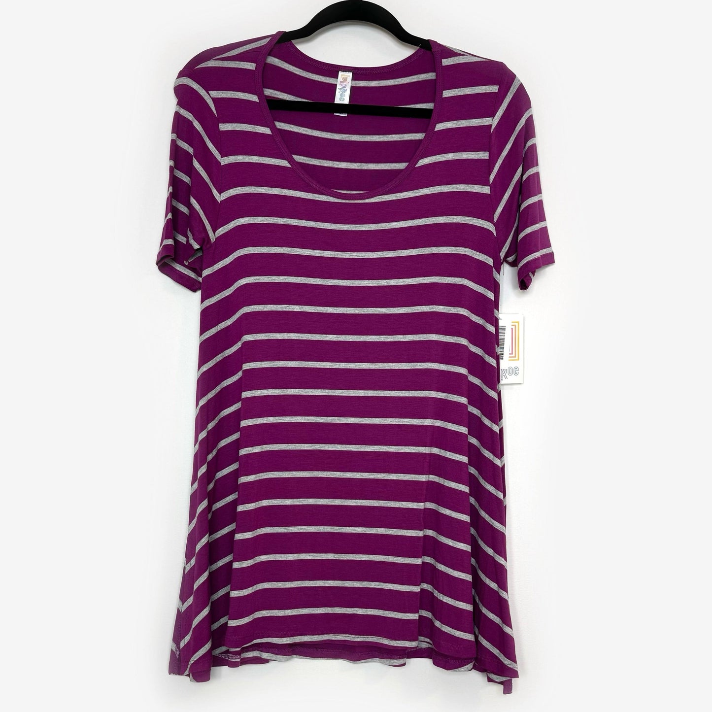 LuLaRoe Vault | Perfect T Swing Top | Size: XXS (0-6) | Color: Purple/Gray | Striped | NWT