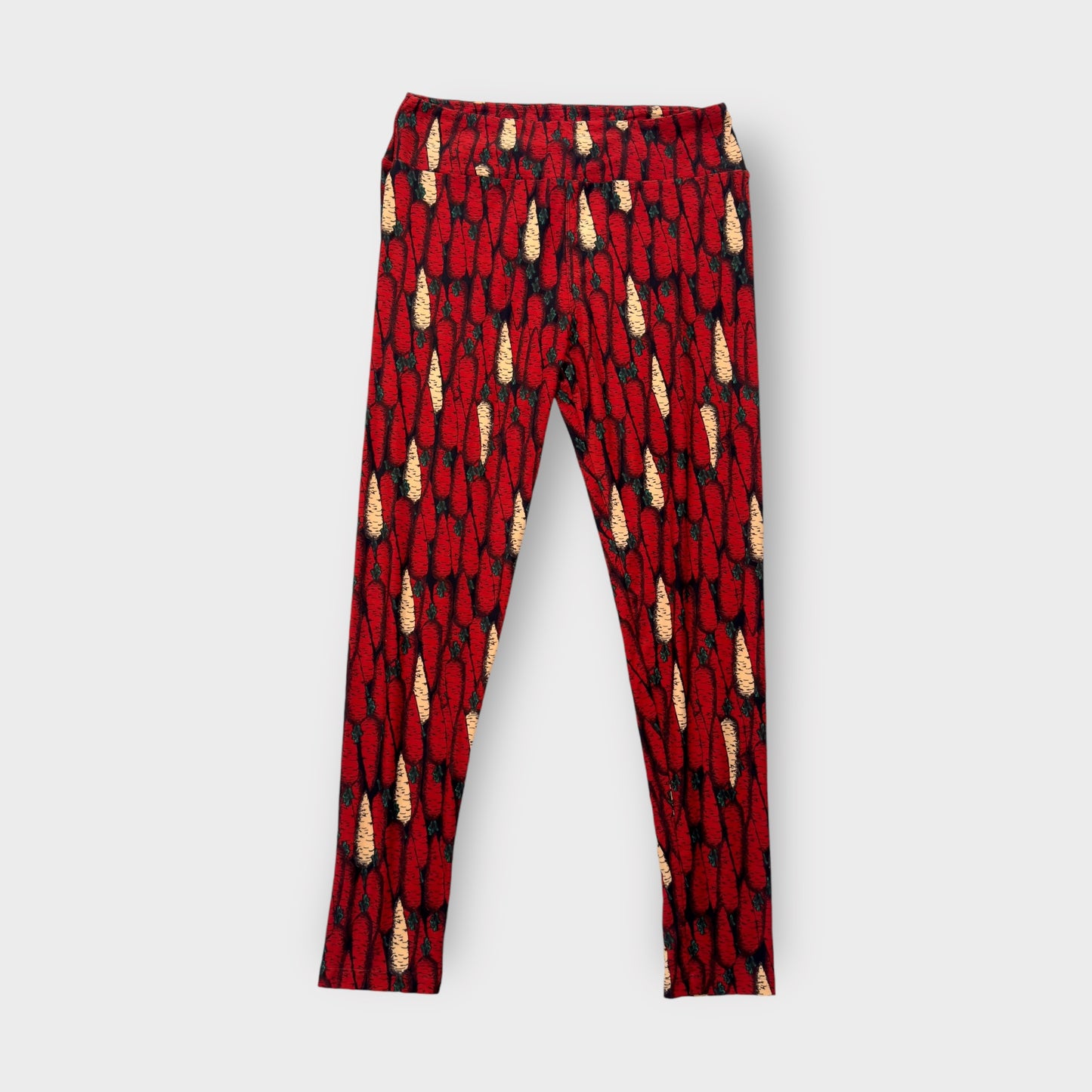 LuLaRoe Womens Leggings | Tall & Curvy | Red Carrot Print | Cozy Everyday Wear | New