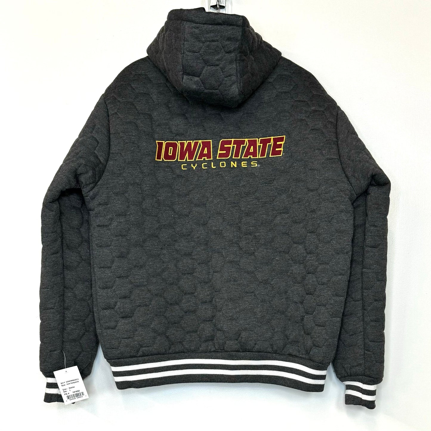 Franchise Club | Iowa State Cyclones Diamond Quilted Full-Zip Hoodie Jacket | Color: Gray | Size: L | NWT