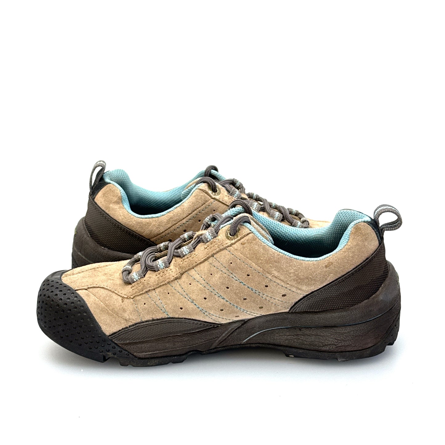 Keen | Womens Suede Leather Cap Toe Lace-Up Hiking Outdoor Shoes | Color: Beige/Blue | Size: 7.5 | Pre-Owned