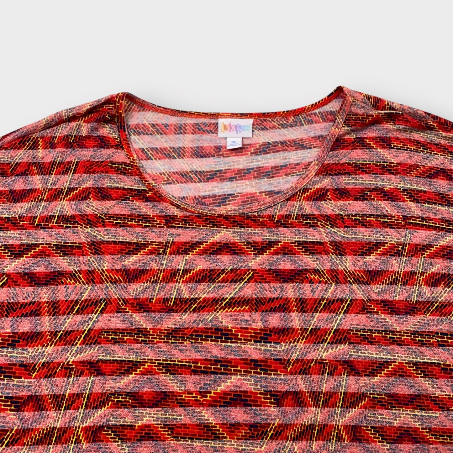 LuLaRoe Irma S/S Tunic Top - Orange & Red Bricks Pattern - Women's XL (16-18) - NWT