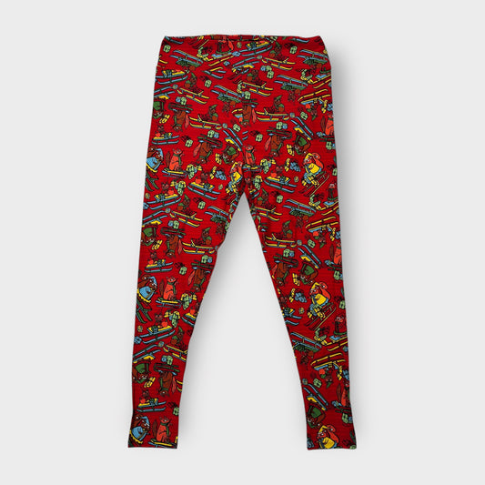 LuLaRoe Leggings TC2 (20-26) - Red Holiday Squirrel & Gift Print - Ultra Soft Stretch Fabric