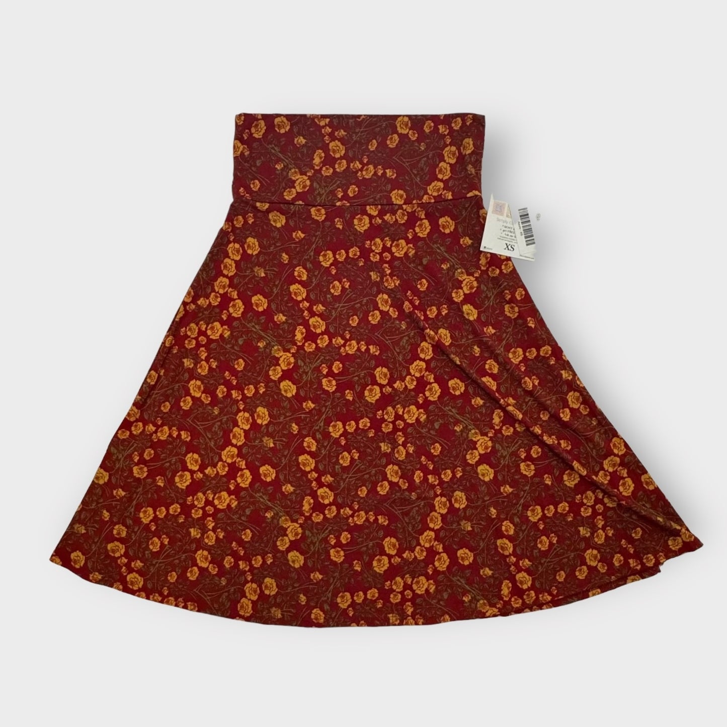 LuLaRoe Azure Skirt | XS (00-0) | Red/Yellow Ditsy Floral | A-Line | NWT