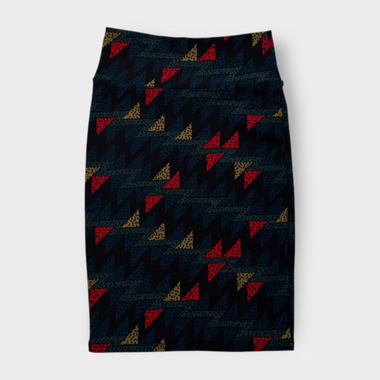 LuLaRoe Cassie Pencil Skirt - Multicolor Geometric Triangles - Size XS (2-4) - NWT