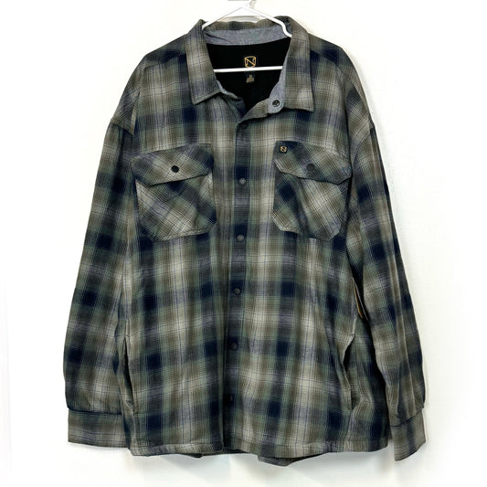 Noble Outfitters | Mens Plaid Fleece Lined Snap Shirt Jacket | Color: Green | Size: 4XL | NWT