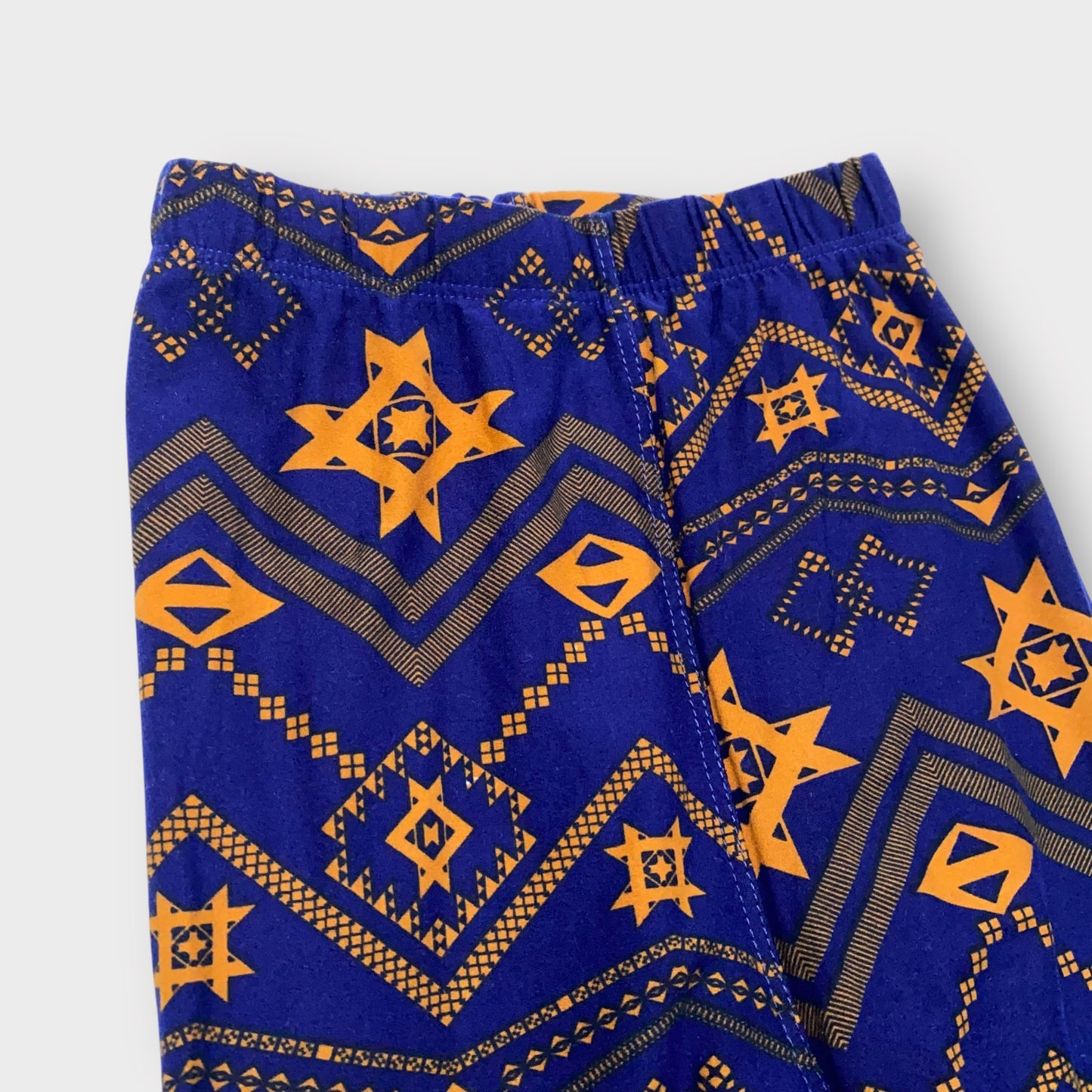 LuLaRoe Kids Leggings L/XL (8-14) - Navy & Orange Star Geometric Print - Ultra Soft Stretch Fabric