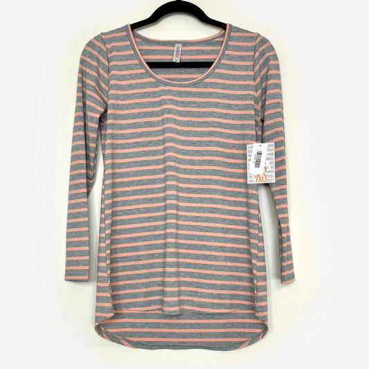 LuLaRoe Vault | Lynnae High-Low L/s Top | Size: XS (2-4) | Peach/Gray | Heathered | NWT