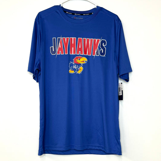 KANSAS JAYHAWKS - NCAA | Mens S/s Poly T-Shirt | Color: Blue | Champion | NWT