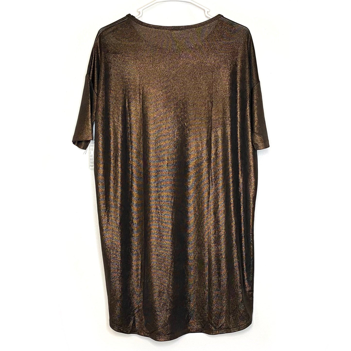 LuLaRoe Womens XS Irma Goldtone Glitter S/s Tunic Top NWT