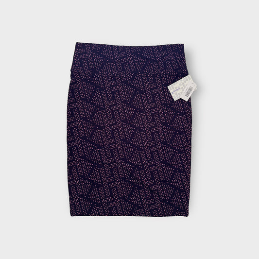 LuLaRoe Cassie Pencil Skirt | L (14-16) | Black/purple | Geometric/Dots | NWT