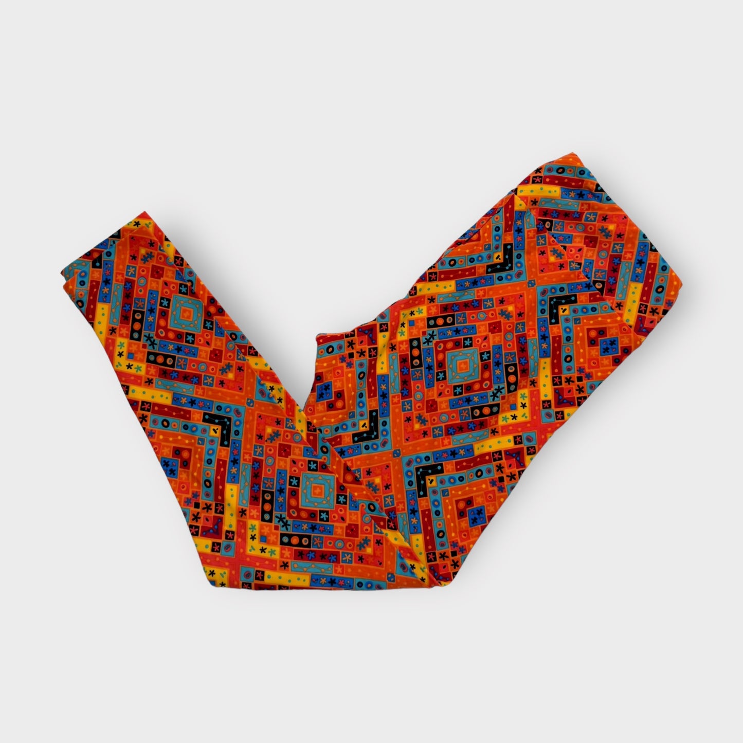 LuLaRoe Print Leggings | TC (12-18) | Orange Patchwork Geometric | New