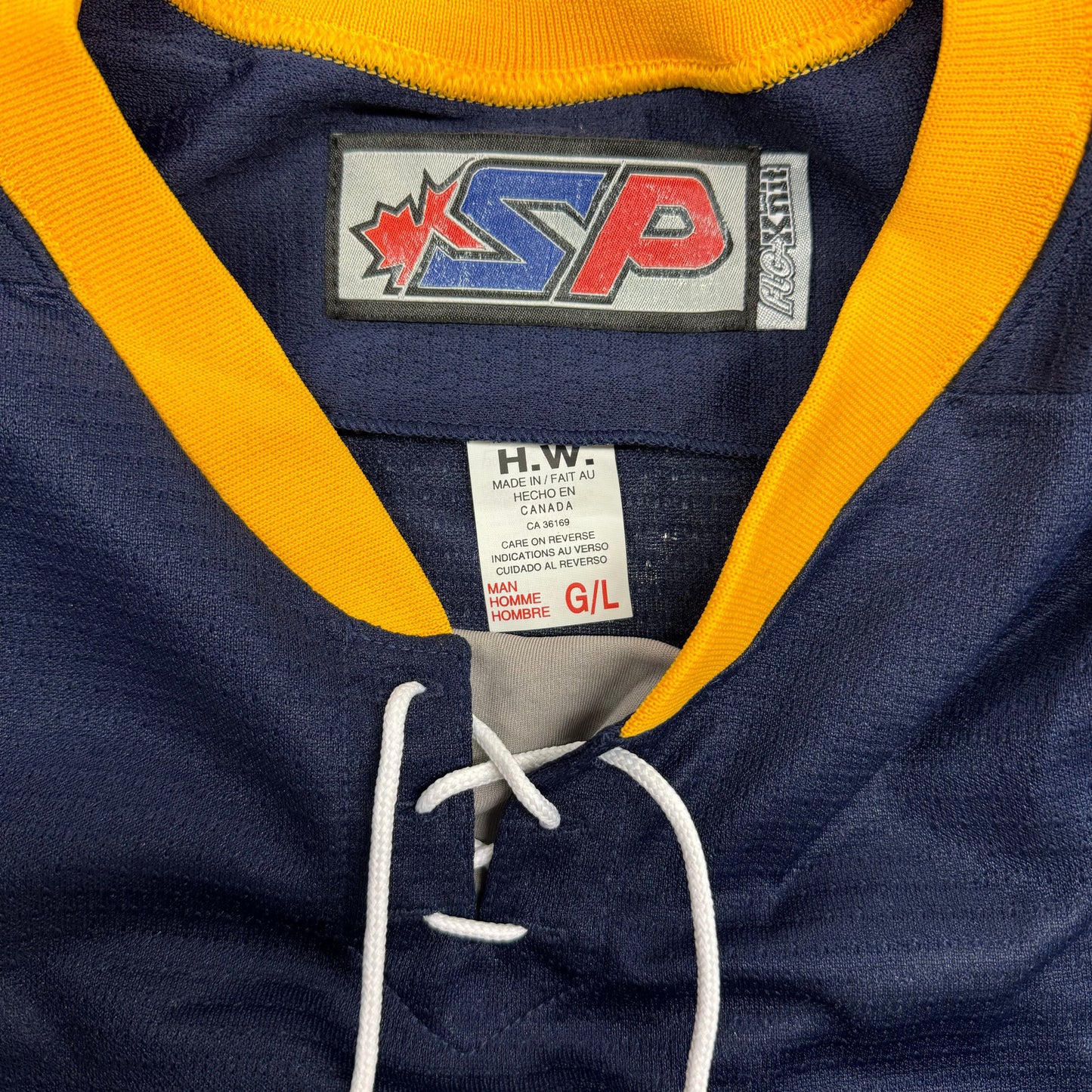 Players Bench | SP flo-Knit Tie-Neck Hockey Jersey | Color: Blue/Gold | Size: L | NEW