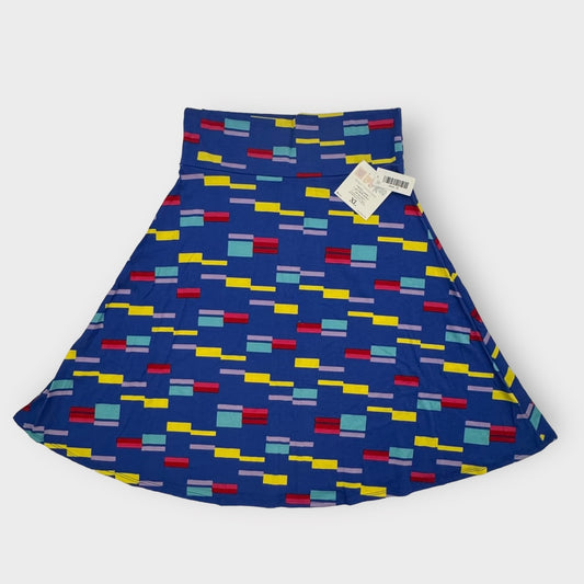 LuLaRoe Azure Skirt | XL (14-16) | Blue/Multicolor Geometric | A-Line | NWT