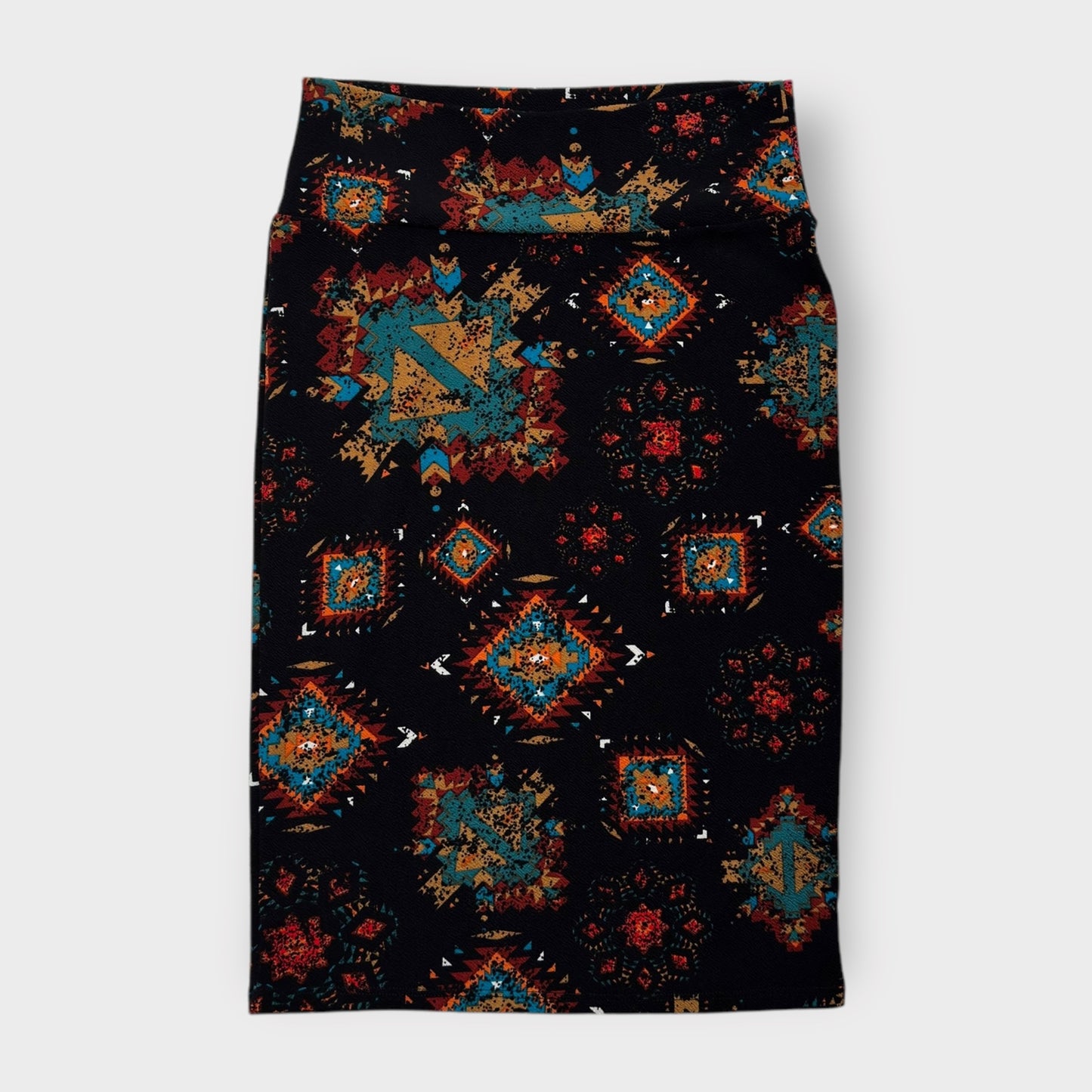 LuLaRoe Cassie Pencil Skirt - Black Multicolor Aztec Pattern - Size S (6-8) - NWT