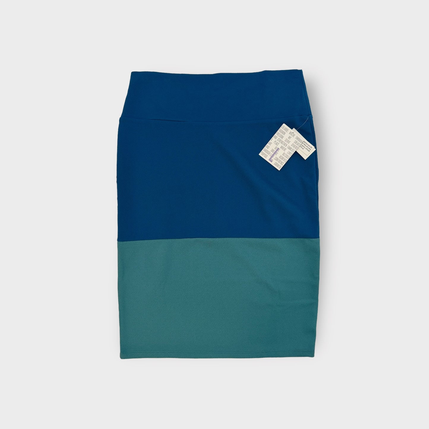 LuLaRoe Cassie Pencil Skirt | L (14-16) | Blue/Aqua | Colorblock | NWT