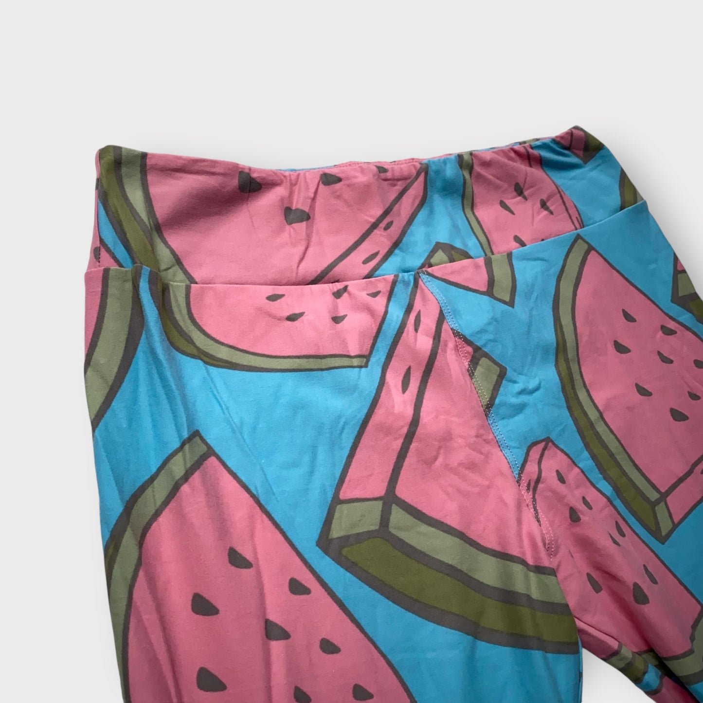 LuLaRoe Womens Leggings | Tall & Curvy (12-18) | Pink/Blue Watermelon Print | Stretchy Soft | New