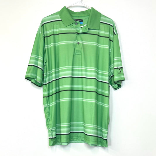 PGA Tour | Mens Striped Polo Golf Shirt | Color: Green | Size: XL | Pre-Owned