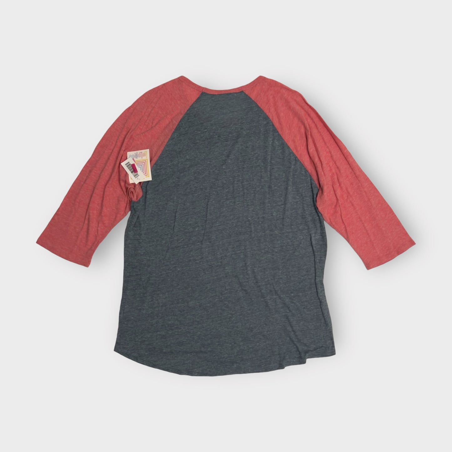 LuLaRoe Randy Unisex Raglan Tee | 3XL | Gray/Red Heathered/Colorblock | NWT