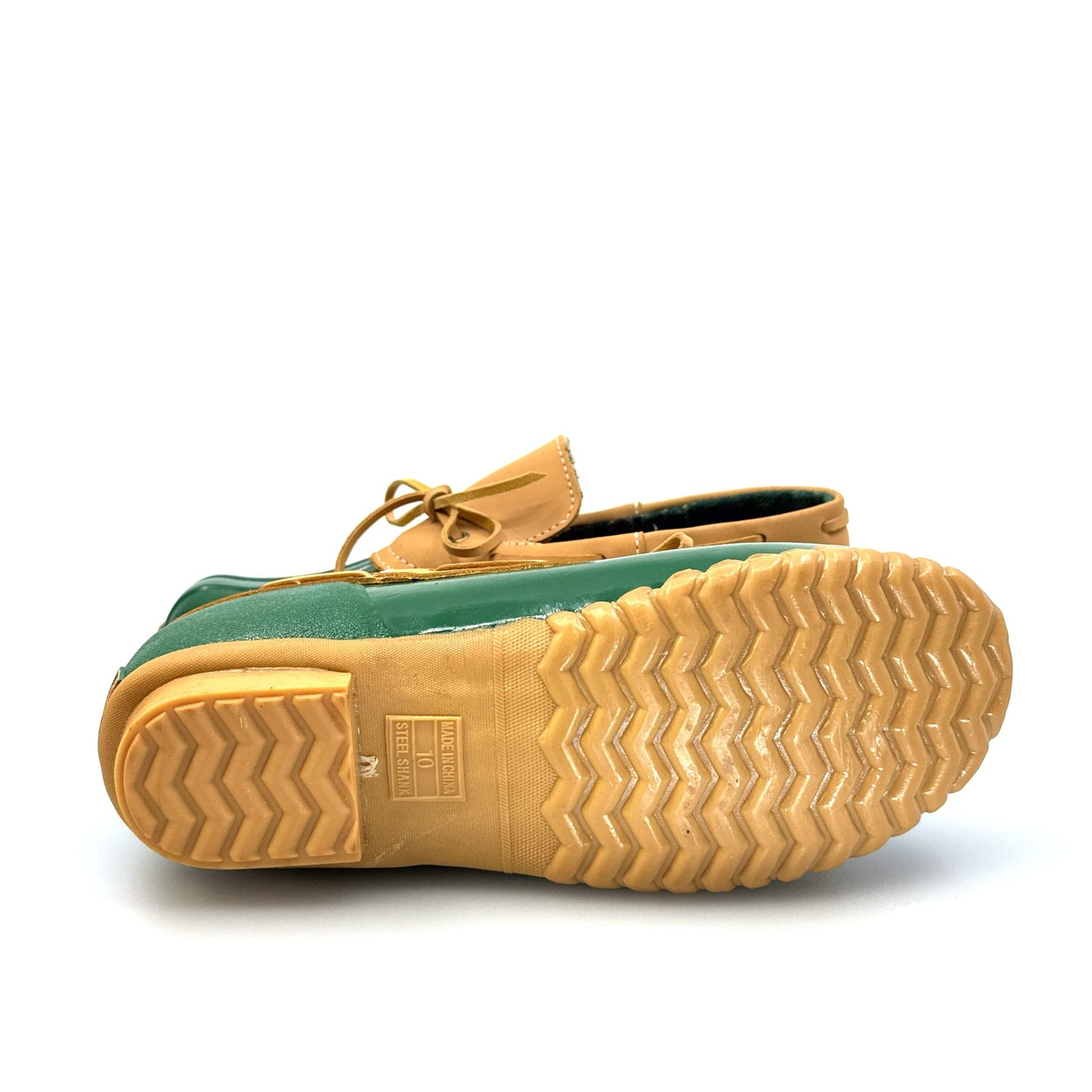 Aqua Stop Womens Size 10M Green Waterproof Rubber Leather Duck Boot Shoes EUC