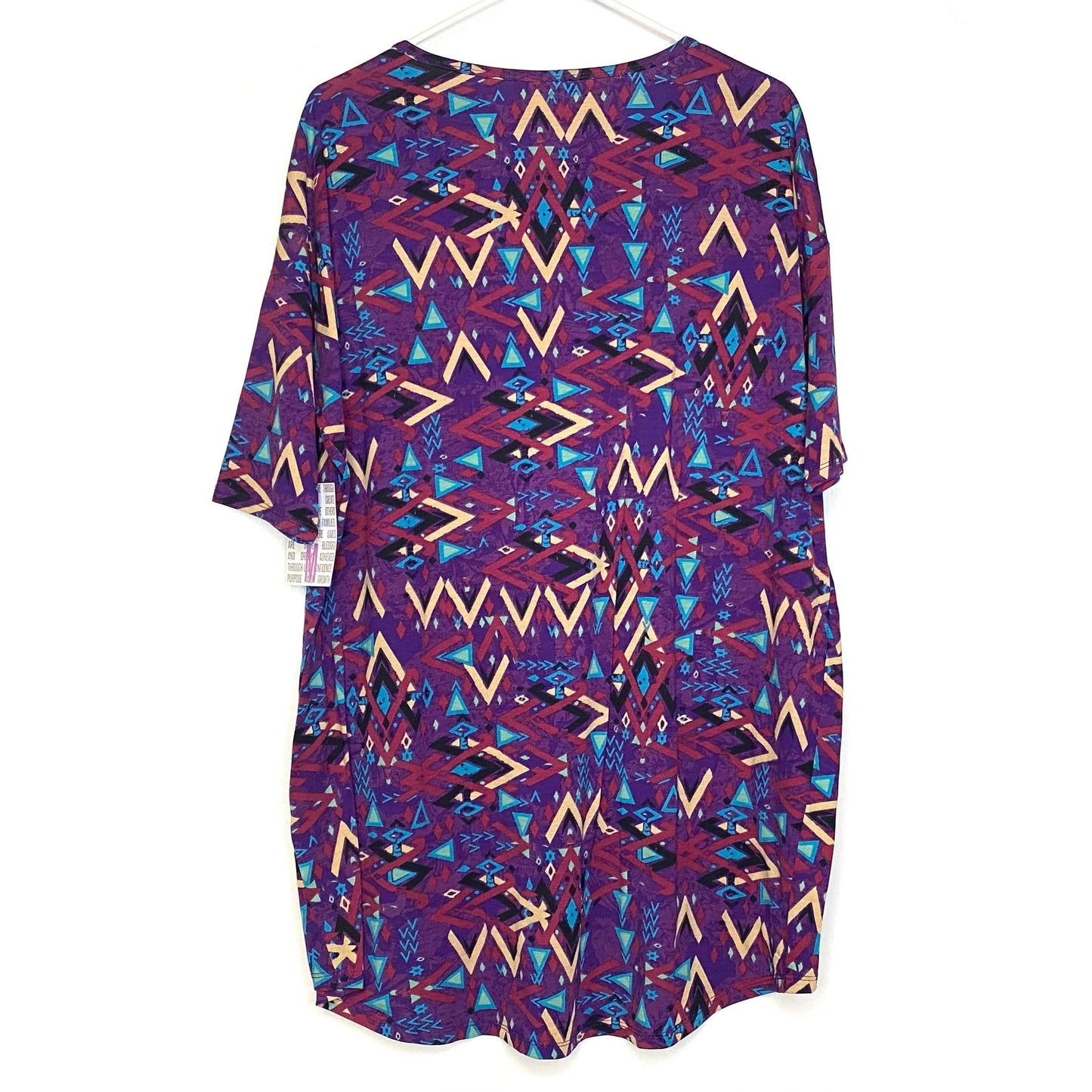 LuLaRoe Womens M Irma Multicolor/Purple Abstract Pattern S/s Tunic Top NWT