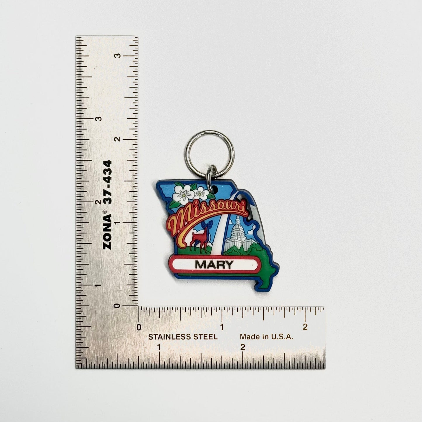 Missouri ‘Mary’ Travel Souvenir Keychain Key Ring Square Clear Soft-Touch Rubber