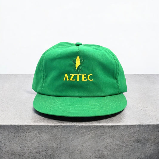 Krazzee Kappe 5 Panel Hat | OS | Green | AZTEC Corn | Leather Strap Clasp | Vintage