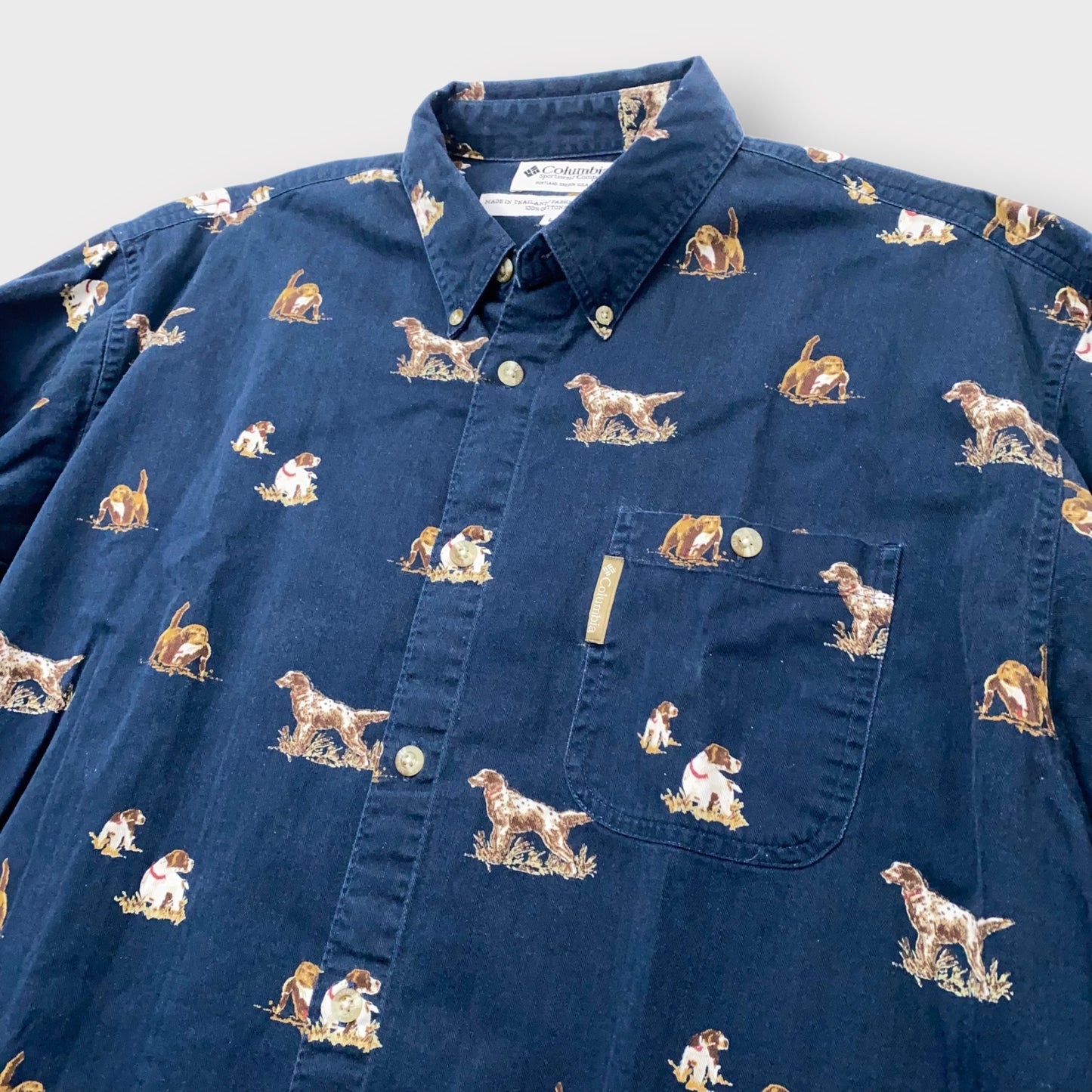 Men's Blue Long Sleeve Hunting Shirt with Lab Dog Print - Size L - Columbia