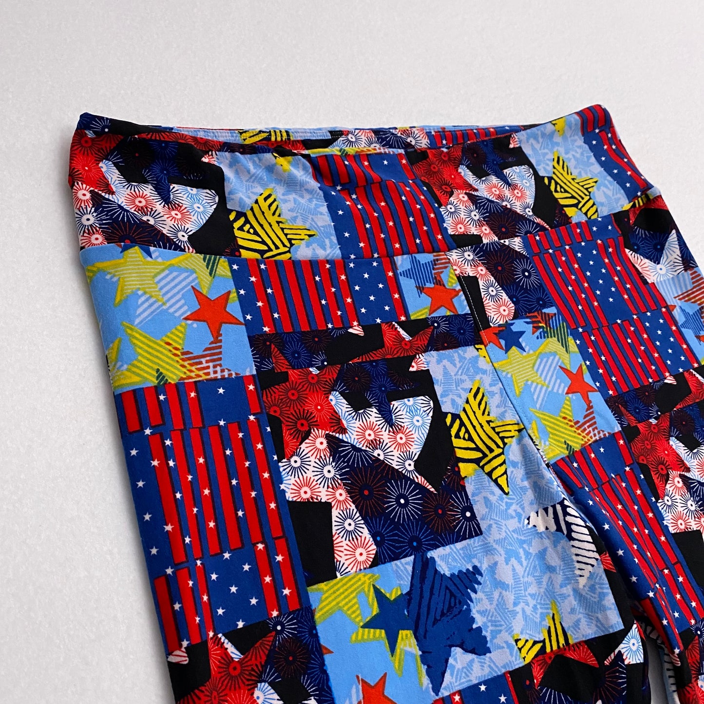 LuLaRoe Leggings | TC (12-18) | Red, White & Blue Star Spangled Patchwork | New