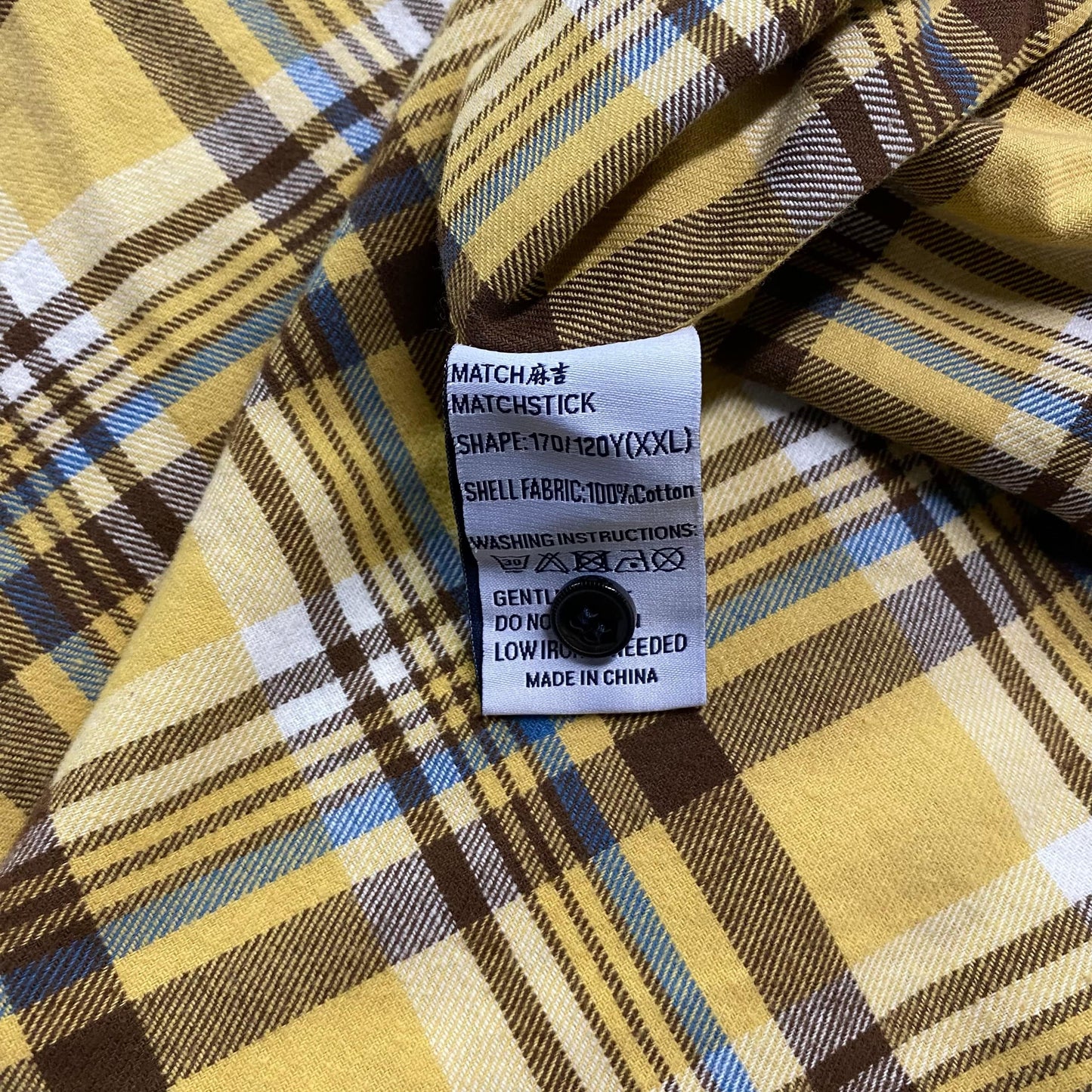 Matchstick Flannel Shirt | XXL | Yellow Plaid | Button-Up L/s | Pre-Owned