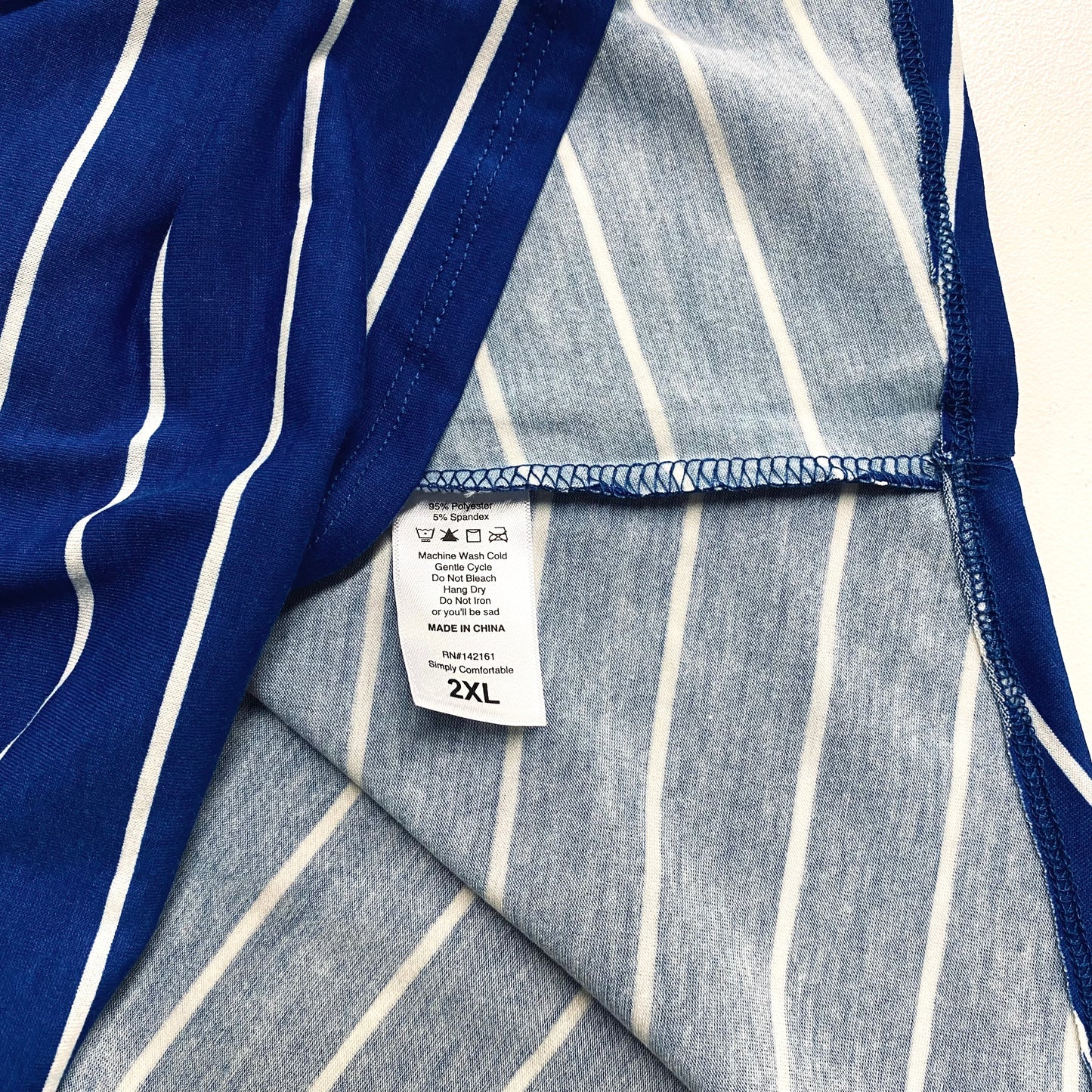 LuLaRoe Womens 2XL Blue/White Striped Classic T S/s Top NWT