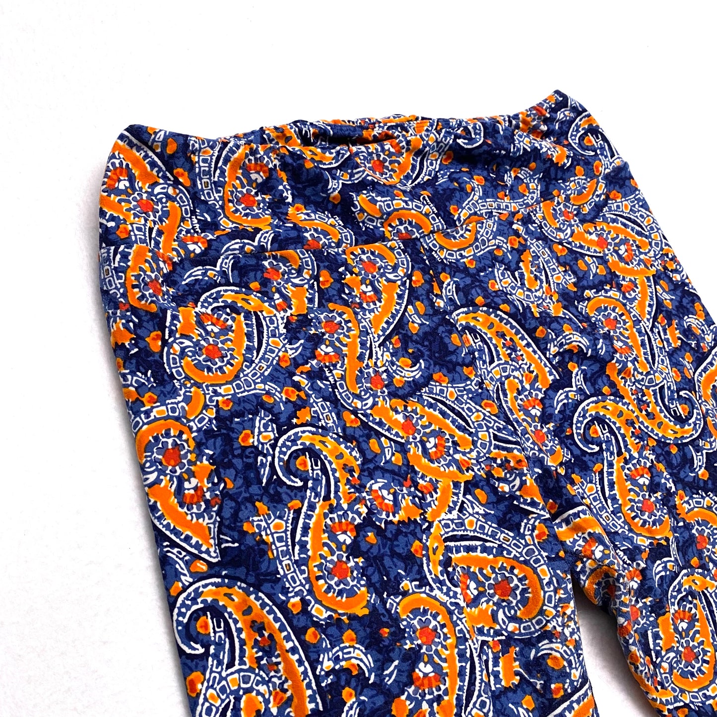 LuLaRoe Womens Tall & Curvy Leggings | TC (12-18) | Blue & Orange Paisley Pattern | Soft Stretch Knit | New