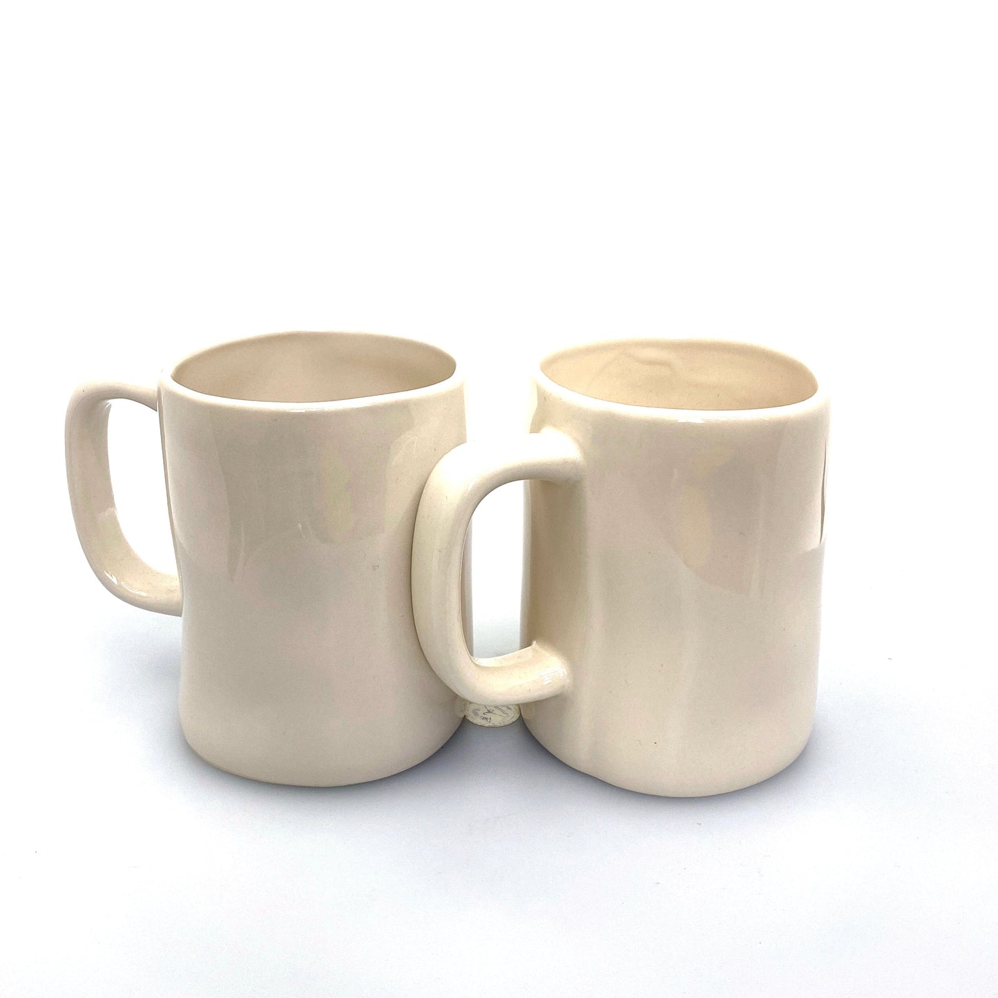 Pair of Rae Dunn ‘HIS/HERS’ Large Letters White Coffee Cup Mug By Magenta Pre-Owned