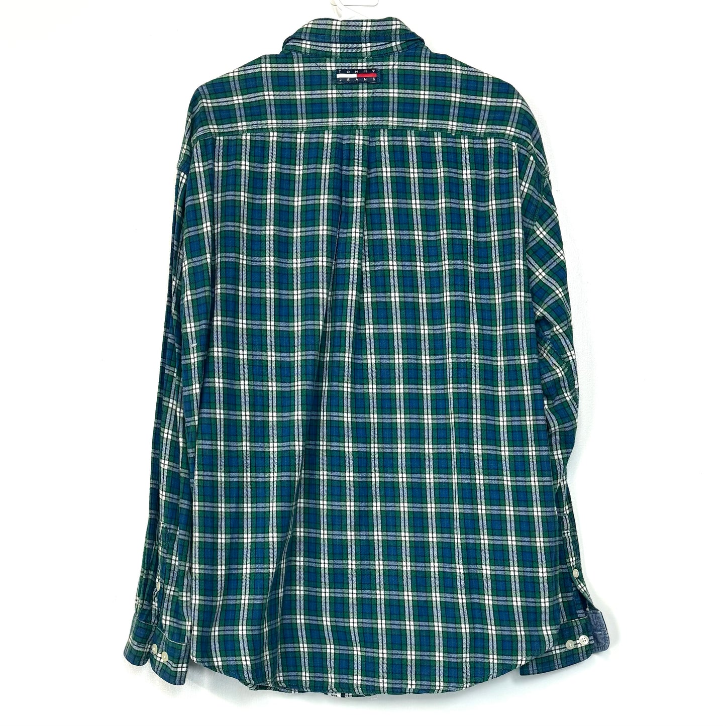 Tommy Jeans | Mens Plaid Flannel Shirt | Color: Green/Blue | Size: XL | Pre-Owned