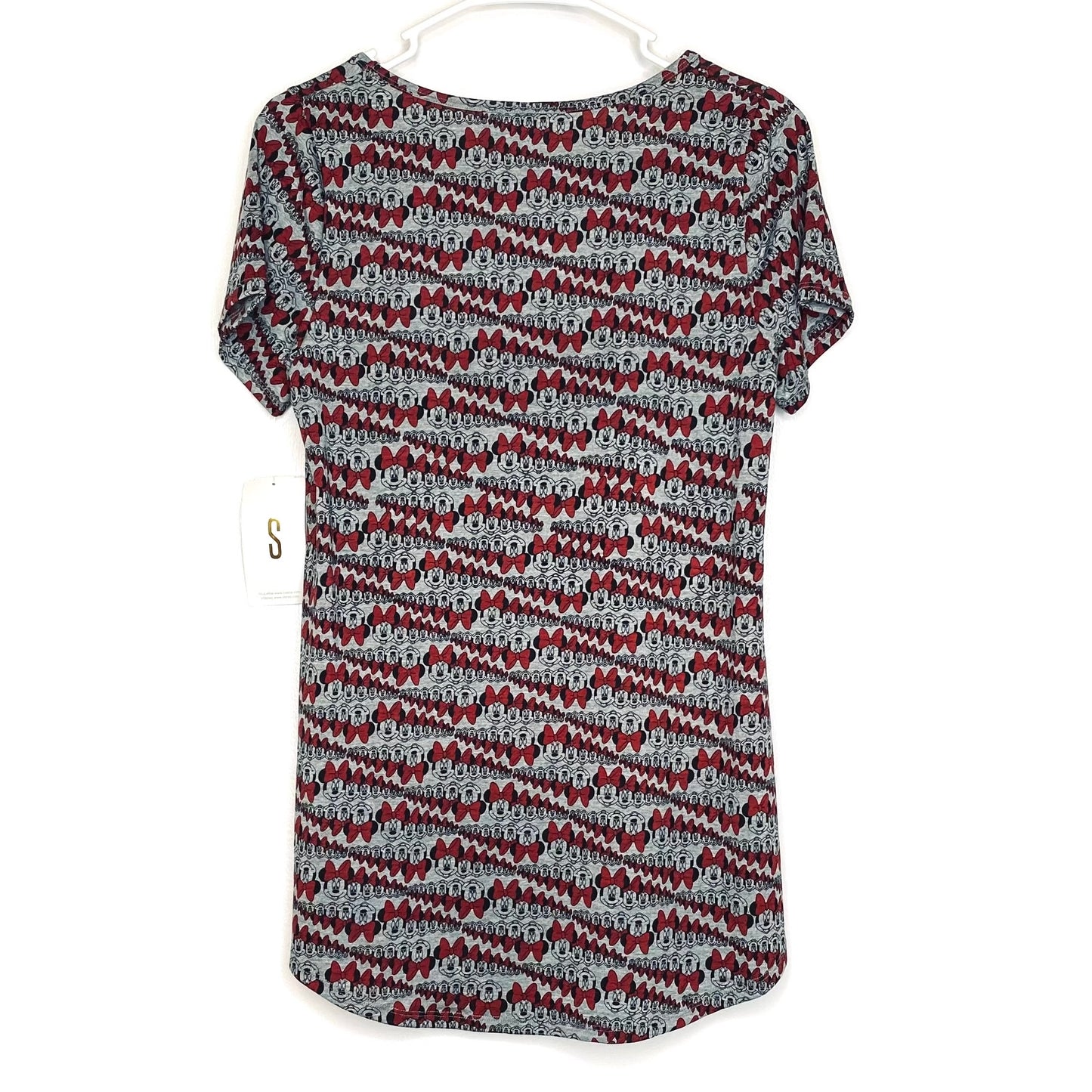LuLaRoe Womens S Gray/Red ‘Minnie Mouse’ Pattern Classic T S/s Top NWT