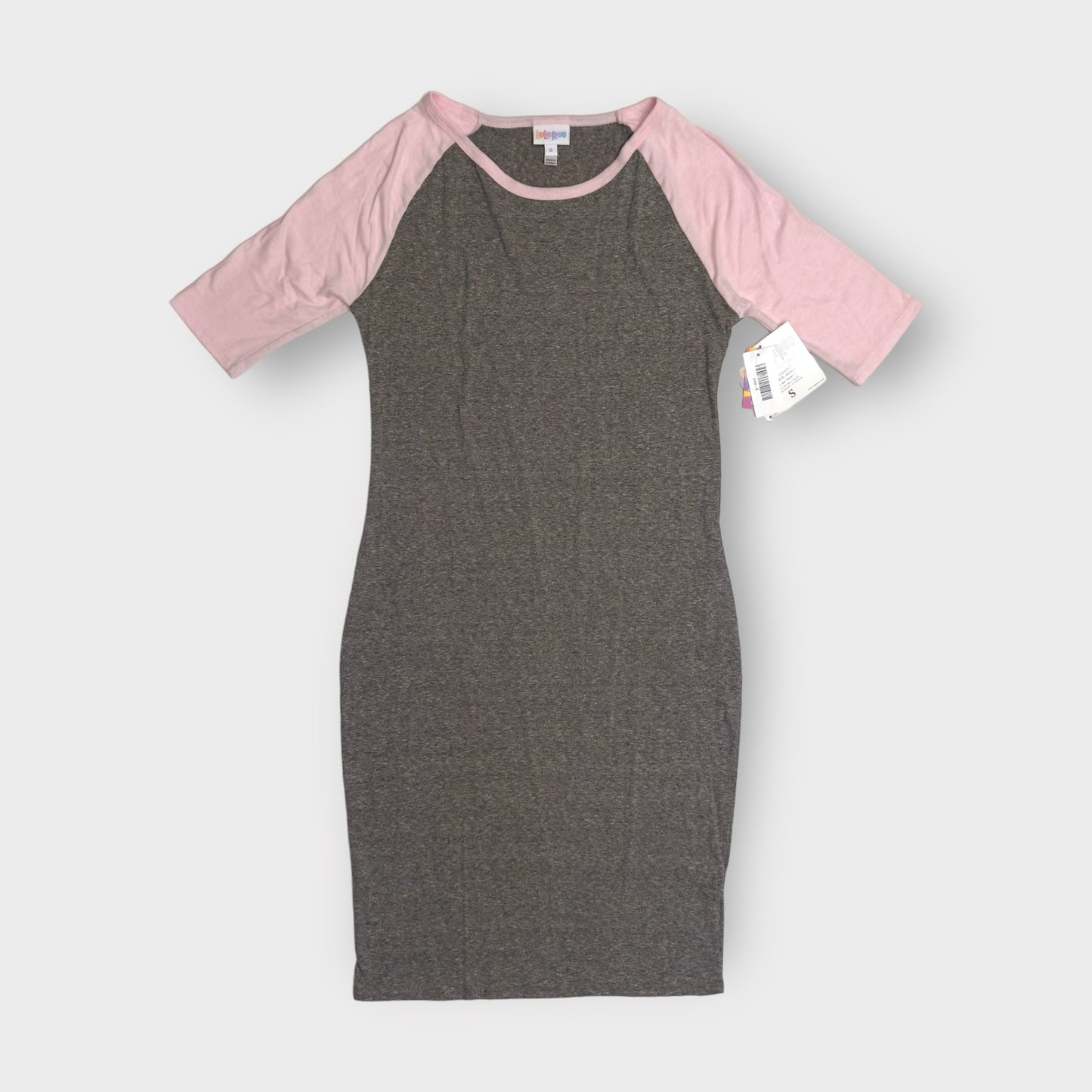 LuLaRoe Julia Bodycon Dress | S (4-6) | Gray/Pink | Colorblock | NWT