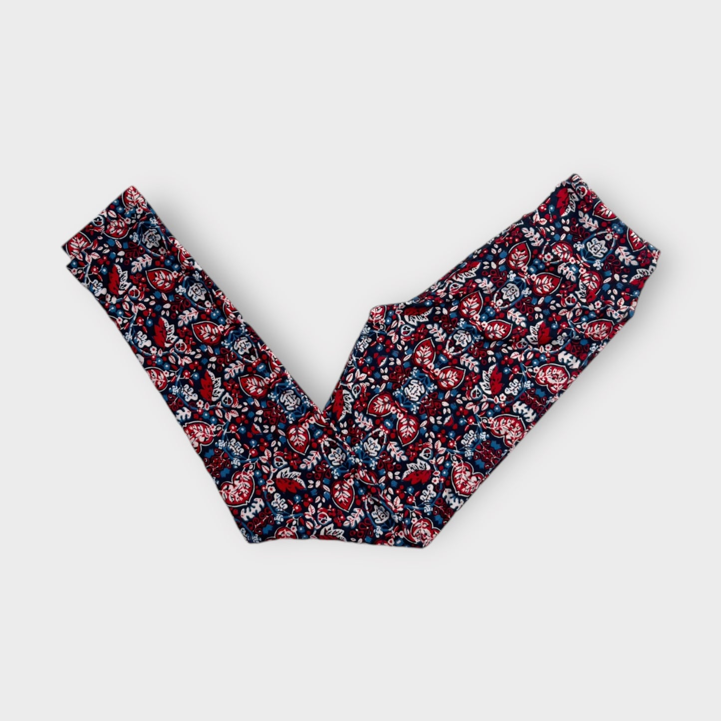 LuLaRoe Juniors Leggings | Tween (00-0) | Red/Blue/White Floral Print | New