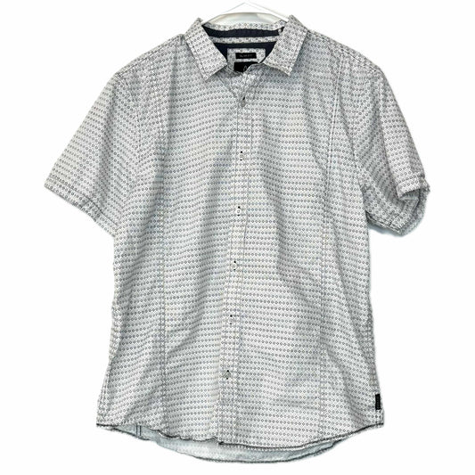 Prana | Mens Slim Fit S/s Geometric Casual Shirt | Color: White/Blue | Size: X-LRG | Pre-Owned