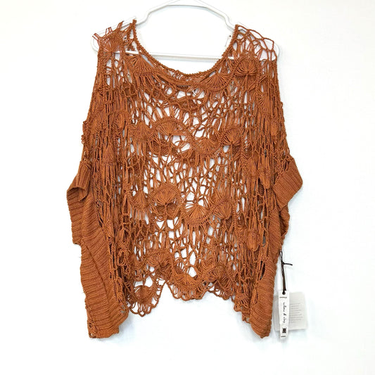 Willow & Clay | Womens Crochet Poncho Sweater | Color: Paprika | Size: M | NWT