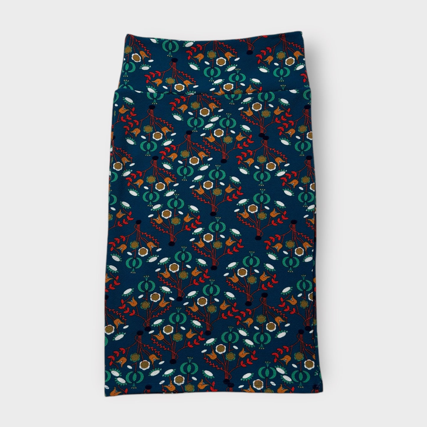 LuLaRoe Cassie Pencil Skirt - Blue Retro Floral Pattern - Size XS (2-4) - NWT