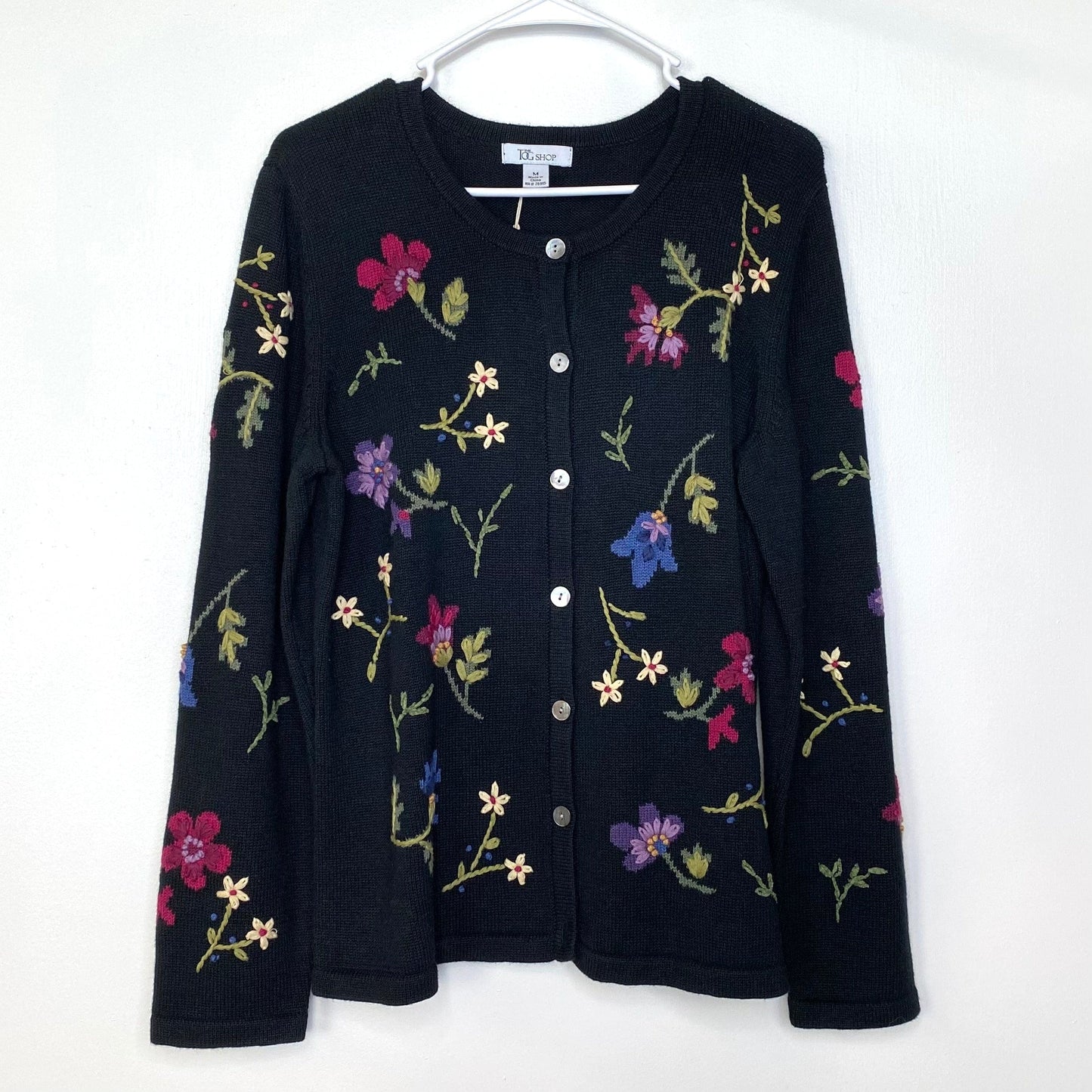 NWT The TOG Shop Womens Size M Black Floral Cardigan Sweater