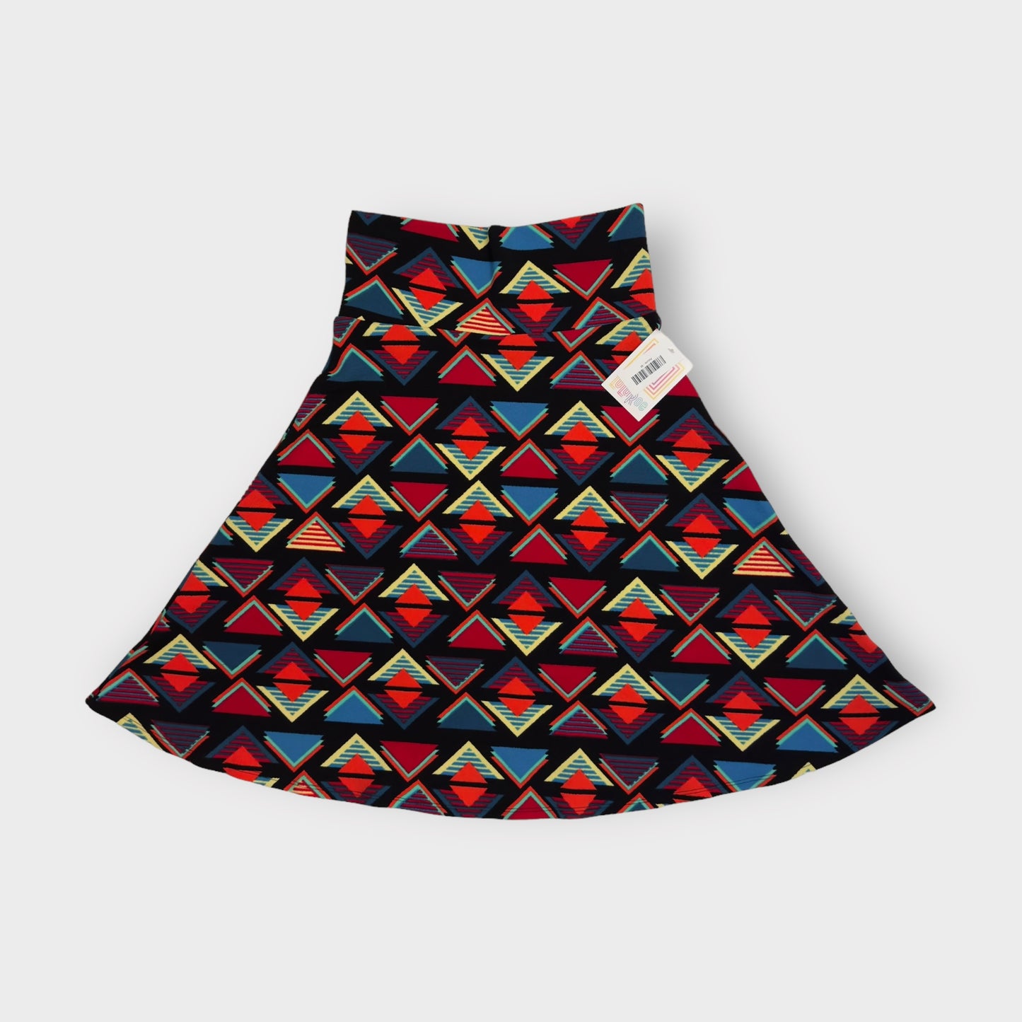 LuLaRoe Azure A-Line Skirt | M (6-8) | Black/Multicolor Geometric | NWT