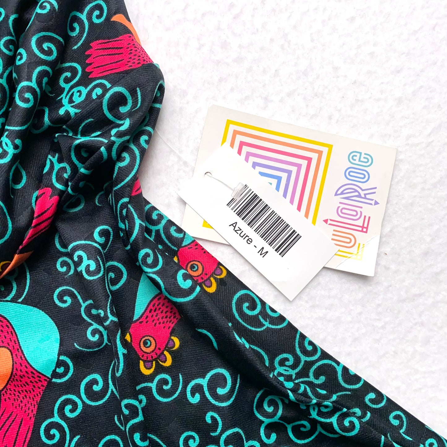 LuLaRoe Womens Azure Skirt | M | Dark Teal Green/Pink/Black Birds Print | NWT