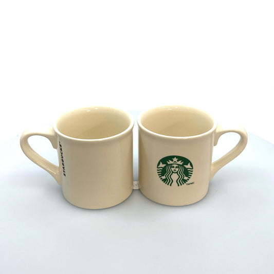 Set of 2 Starbucks Classic Green Mermaid Logo Porcelain 16oz, EUC
