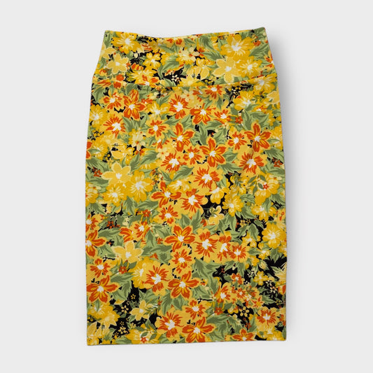 LuLaRoe Cassie Pencil Skirt - Yellow & Black Floral - Women's XS (0-2) - NWT