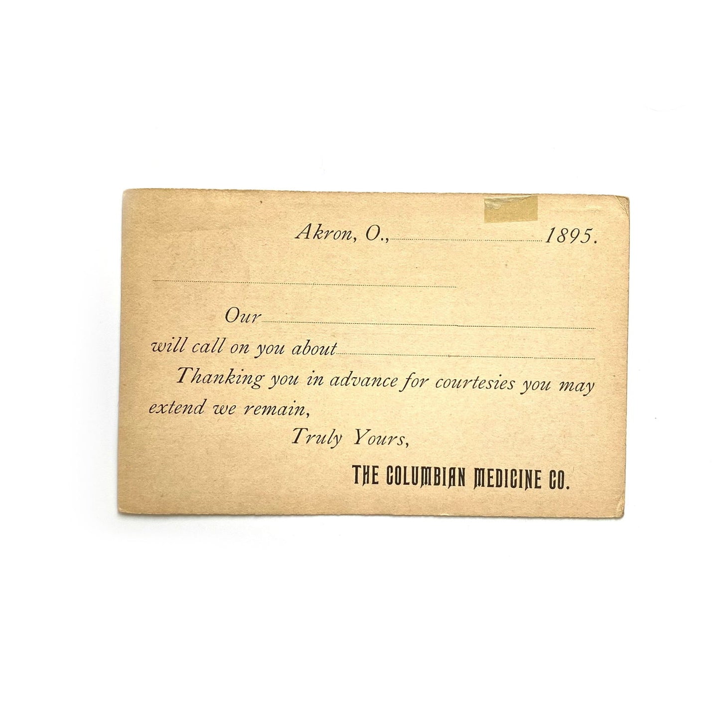 1895 Postal Card - One Cent USA “The Colombian Medicine Co.” -  | Buy at Parsimony Shoppes