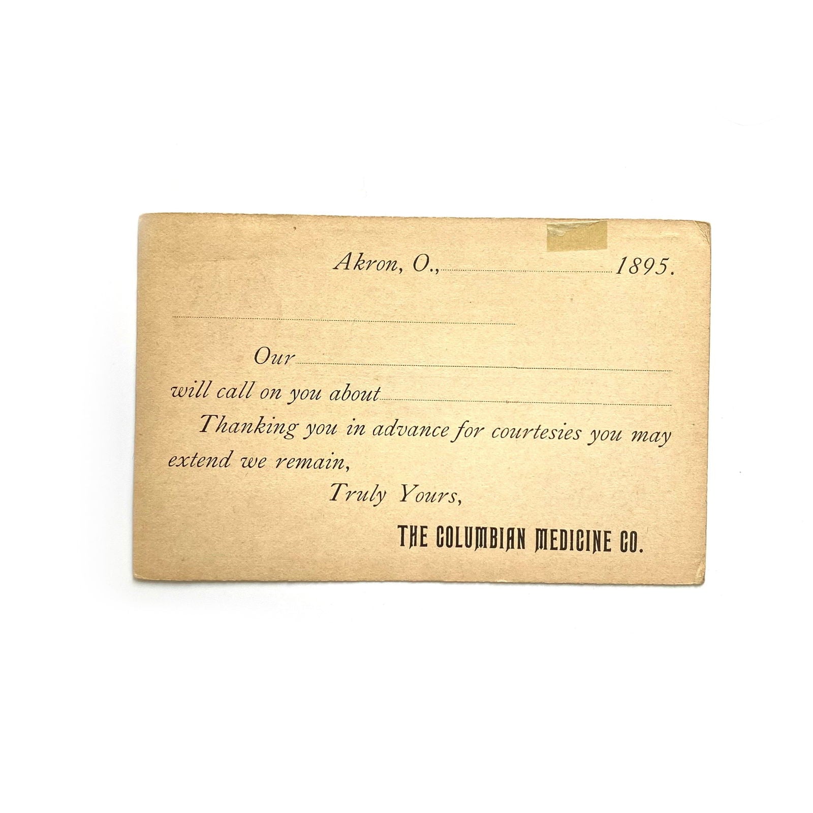 1895 Postal Card - One Cent USA “The Colombian Medicine Co.” -  | Buy at Parsimony Shoppes
