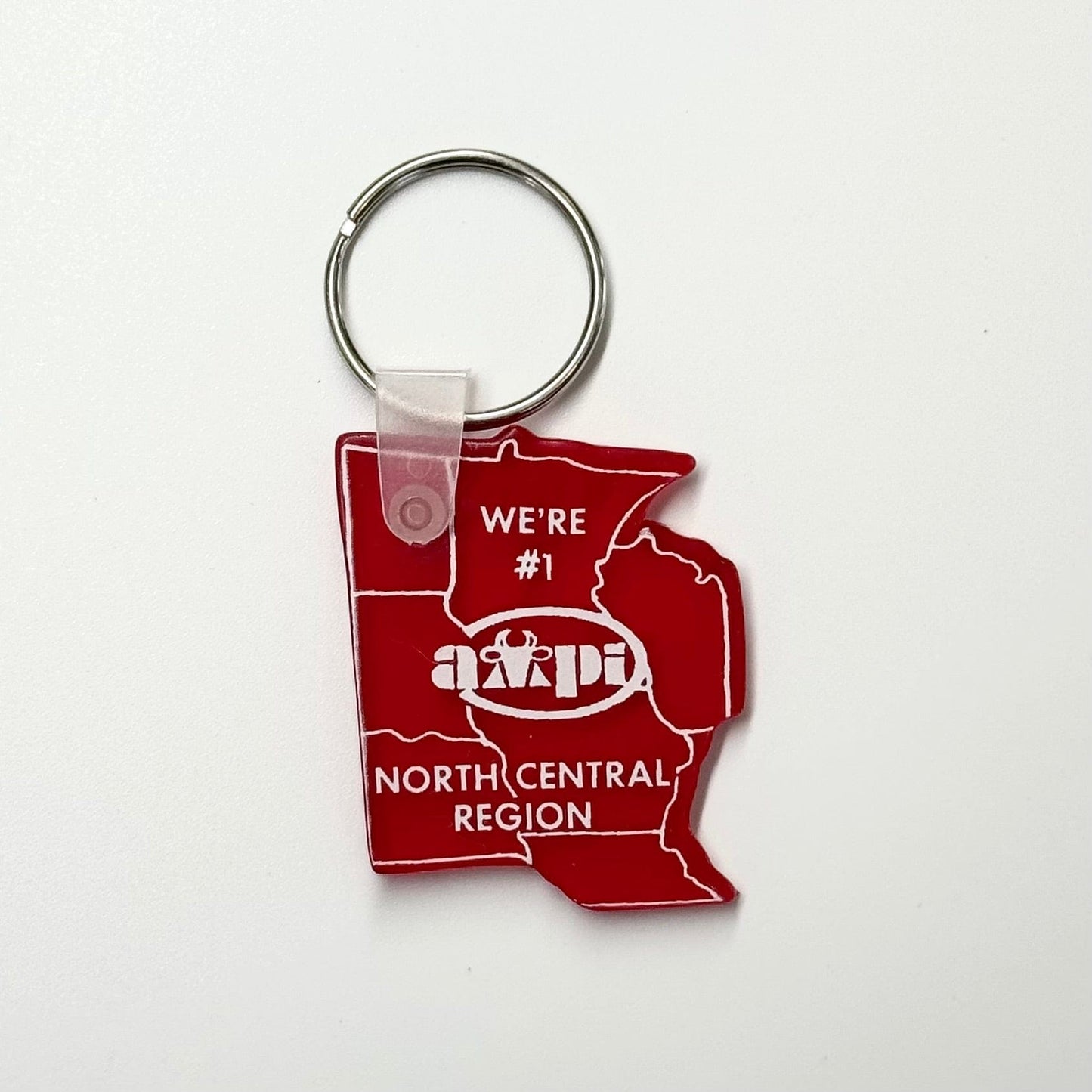 ‘American Milk Producers Inc’ Keychain Key Ring Red Rubber, EUC