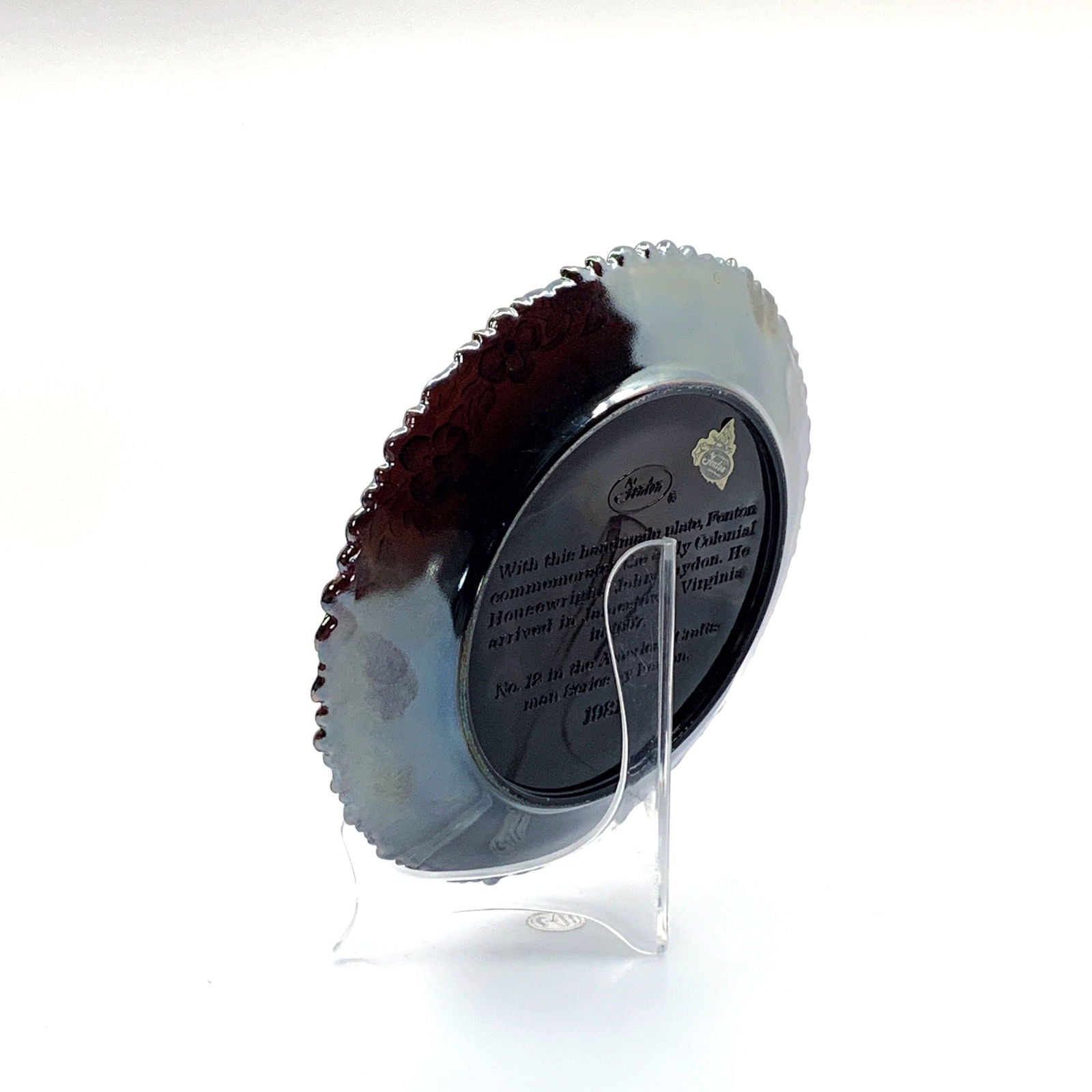 1981 Fenton Glass Collector Plate No. 12 In The Annual Series Early Craftsman of English America -  | Buy at Parsimony Shoppes